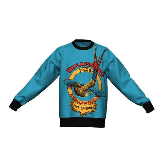 Hummingbird abolitionist knit sweater in Cyan