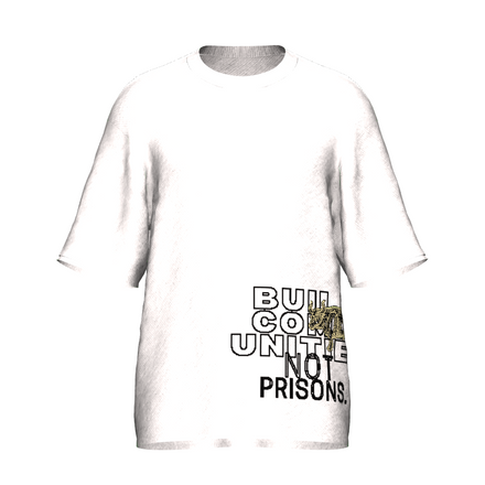 Build Communities, Not Prisons Short Sleeve Crewneck Knit Sweater White