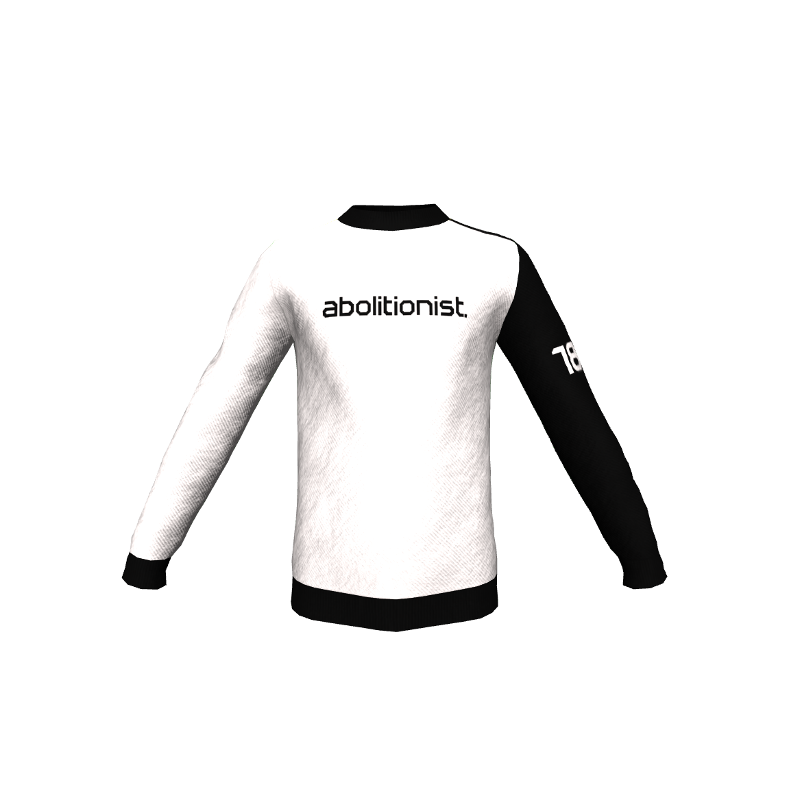 abolitionist. Crewneck Knit Sweater in White with Black Sleeve